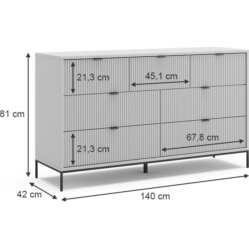 Thumbnail - Vicco, Kommode + Sideboard, Eliza (140 x 42 x 81 cm)