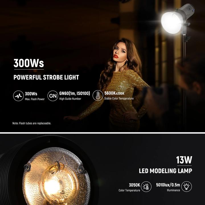 Actual product image Neewer Q300 300W 2.4G Outdoor Studio Flash Strobe with Li-Ion Battery (EU) (Flash head, 300 Ws)