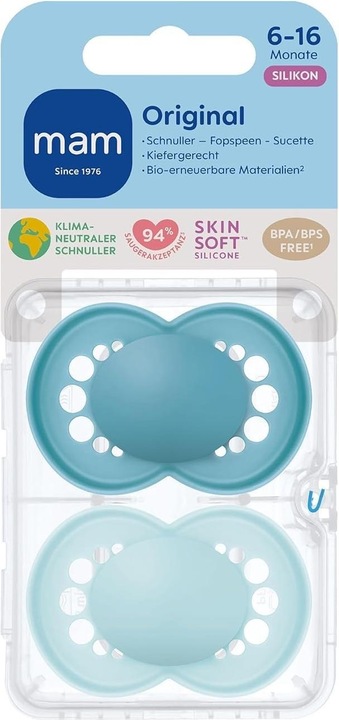 Produktbild MAM Original Silikon Schnuller, 2 Stück, 6-16 Monate (2 x, 6 - 16 Monate)