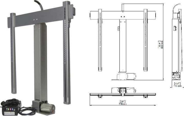 Produktbild DSS TV Lift Eco2, RF, silber, Metall / 0508 (50 kg, 31.50" - 50.39")