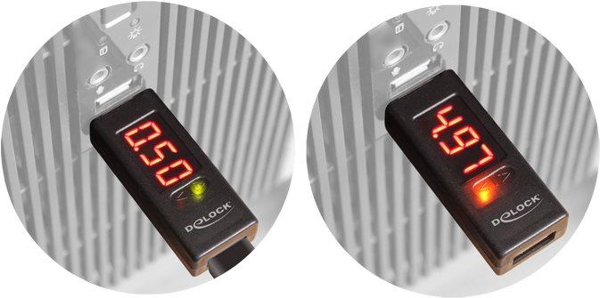 Image du produit Delock Adaptateur d'ampèremètre USB avec affichage LED (USB 2.0, 2.20 cm)