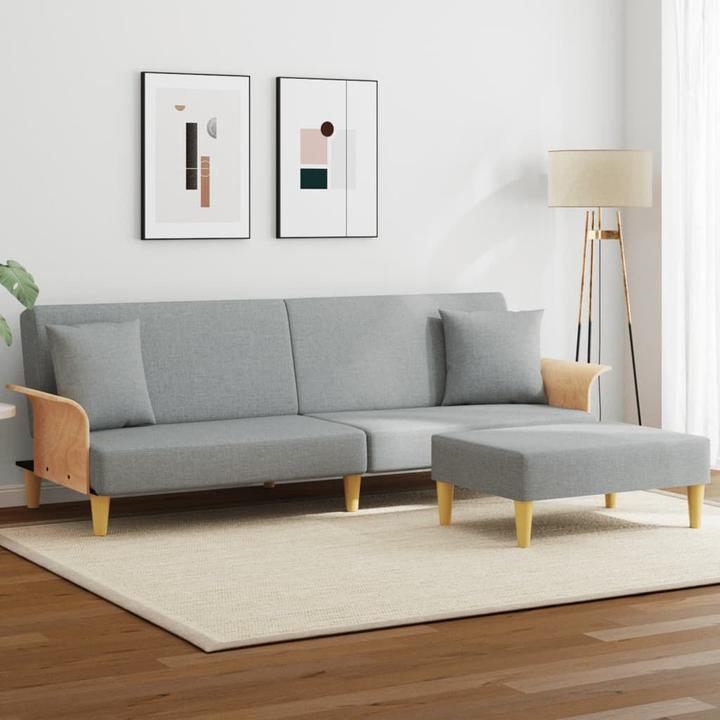 Immagine prodotto VidaXL Divano letto a 2 posti con cuscini Poggiapiedi Divano letto Daybed Velluto grigio chiaro (Divano letto)