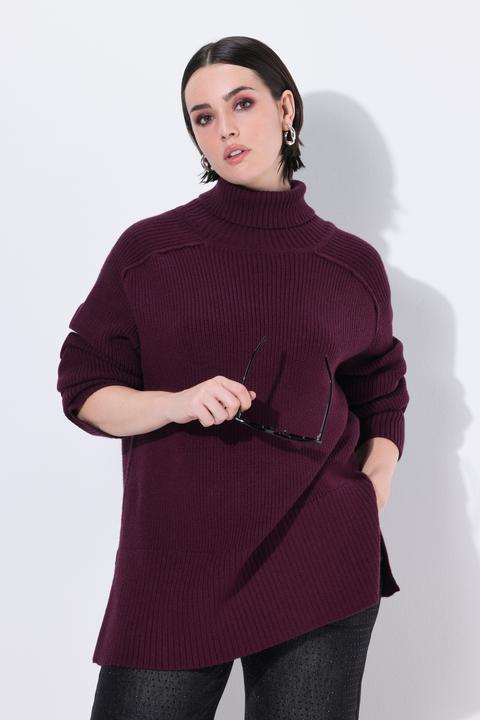 Produktbild Ulla Popken Pullover, Rippstrick, Rollkragen, Raglan-Langarm (60)