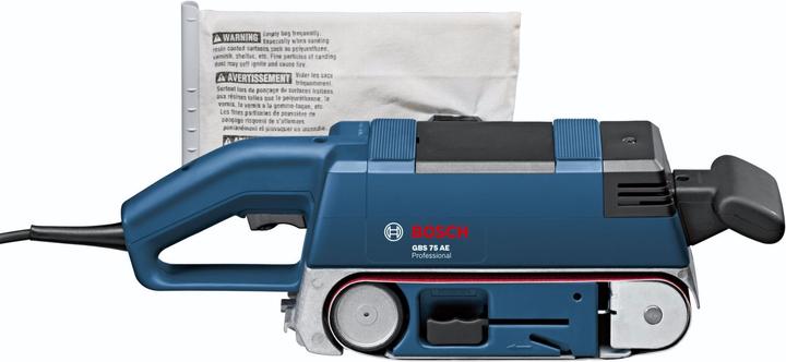 Image du produit Bosch Professional Ponceuse à bande GBS 75 AE, avec coffret, bande abrasive en tissu, sac à poussière, plaque en (Ponceuse à bande, 750 W)