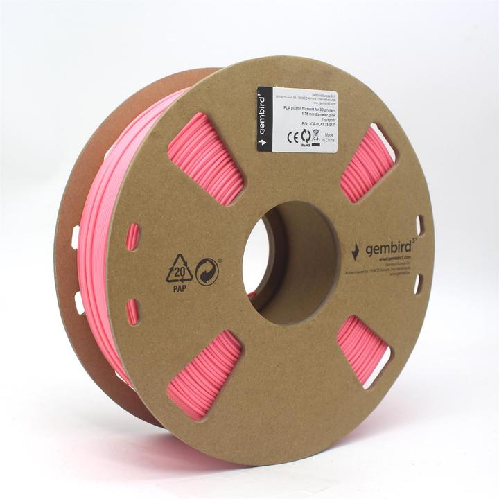 Image du produit Gembird Cassette de filament PLA bobine étroite (PLA, 1.75 mm, 1000 g, Rose)