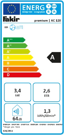 Etichetta energetica Fakir AC 120 (40 m², 11601.28 BTU/h)