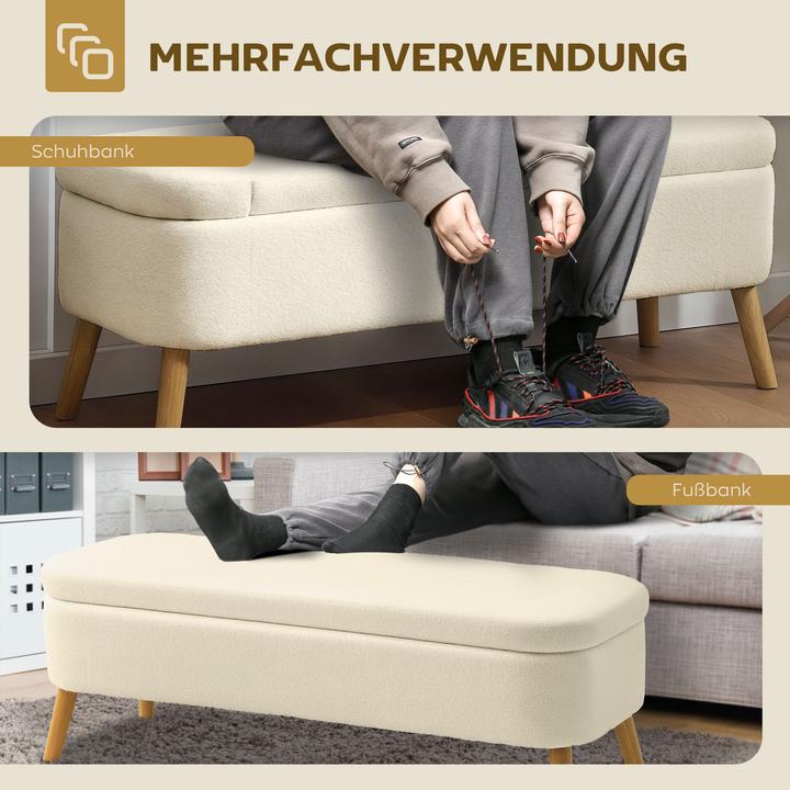 Image du produit Homcom Sitzbank Polyester, Kautschukholz Beige (42 cm)