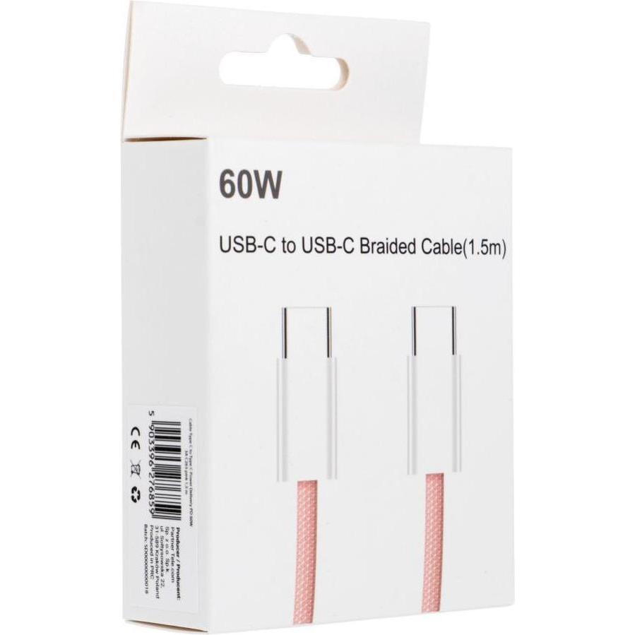 OEM Cable Cable Type C to Type C PD QC3.0 3A 60W C263 1,5 m pink (USB 3.0, 60 W), Cavo USB