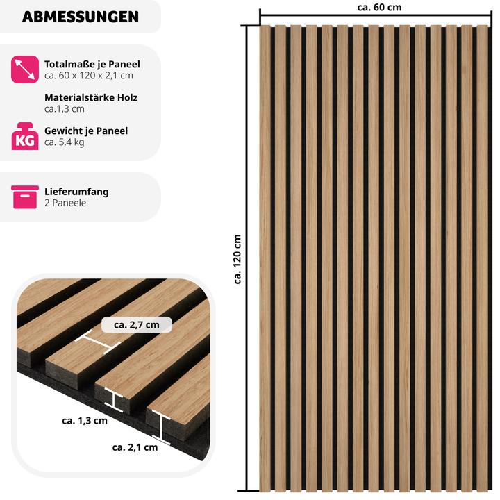Image du produit tectake Lot de 2 panneaux acoustiques Sonic Wall imitation bois (2 pcs)
