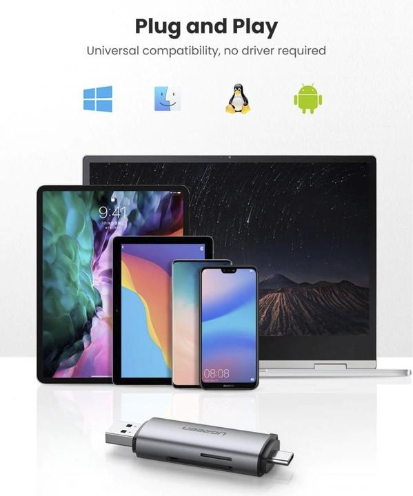 Immagine prodotto Ugreen USB-C e USB-A - TF SD 3.0 (USB-C, USB)
