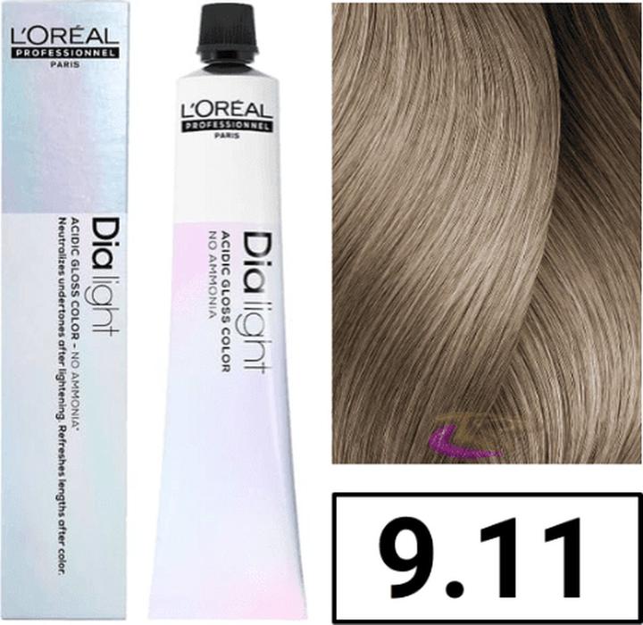 Image du produit L'Oréal Professionnel DIA LIGHT gel-crème acide sans amoniaque #9,11 50 ml (#9,11 Blonde Très Lumineuse Frêne Profondeur)
