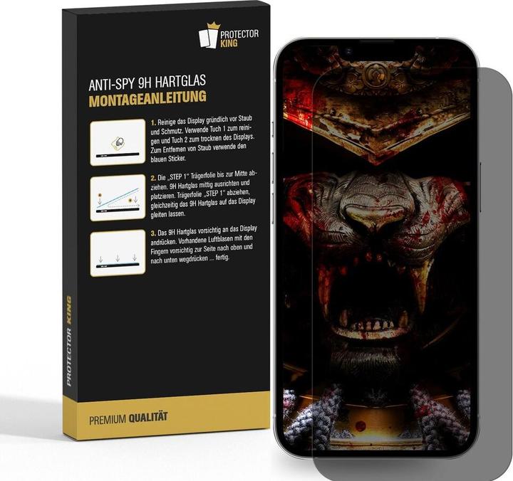 Actual product image Protectorking 1x real tempered 9H armoured glass privacy shield (1 pcs., Apple iPhone 14 Pro)