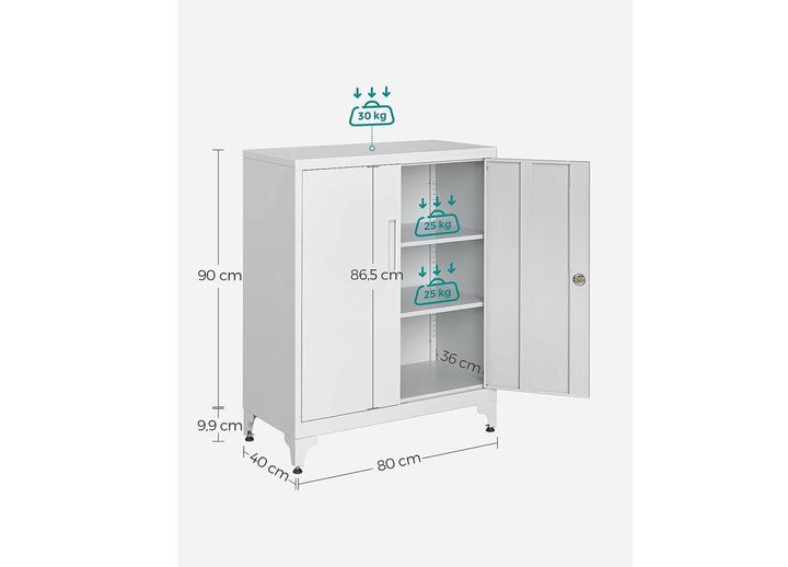 Actual product image Songmics Metall-Lagerschrank 40 x 80 x 90 cm, Weiss (80 x 90 x 40 cm)
