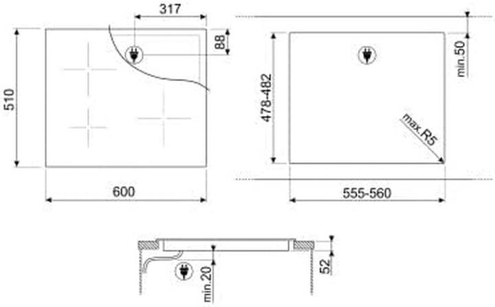 Immagine prodotto Smeg SI2641DP Piano cottura a induzione, 60 cm, vetroceramica crema, taglio C (60 cm, Piano cottura elettrico)