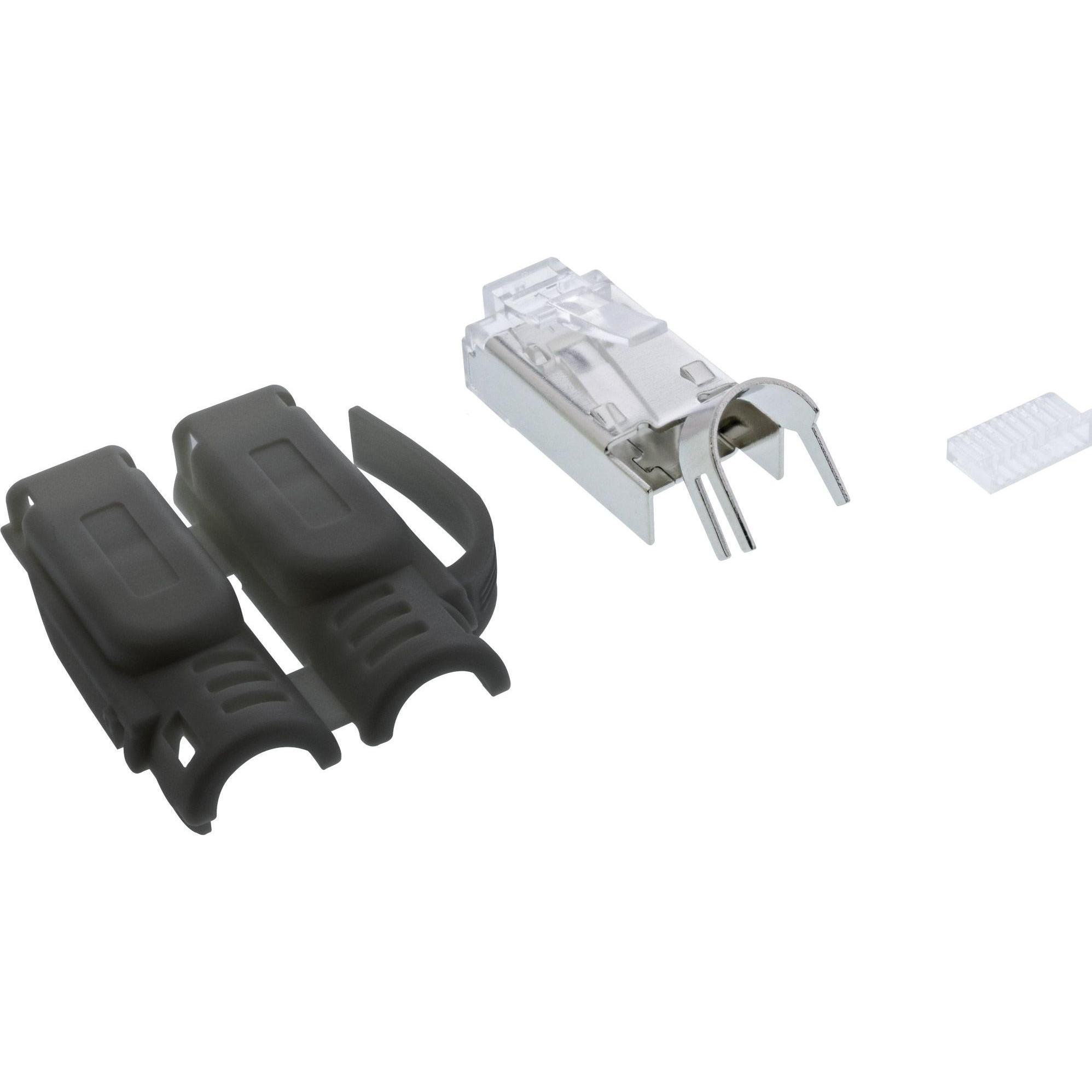 Thumbnail - InLine 100er Pack  Crimpstecker Cat.6A RJ45 geschirmt, mit Knickschutz und Einfädelhilfe, schwarz (Netzwerkkabel Stecker...
