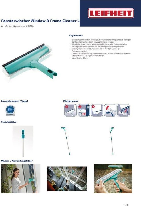 Actual product image Leifheit Window wiper Window & Frame Cleaner L (1 pcs.)
