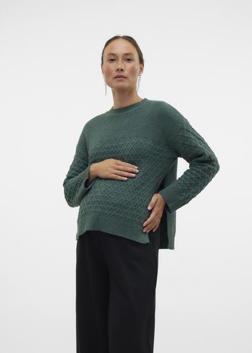 Produktbild Mamalicious Normal geschnitten Rundhals Gerippte Ärmelbündchen Tief angesetzte Schulter Pullover Strickpullover (XXL)