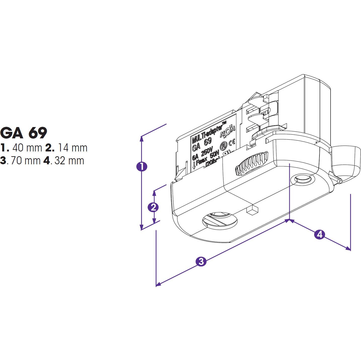 Molto Luce, Zubehör Beleuchtung, Global Trac Multi-Adapter 3-Phasen GA69-3 weiss