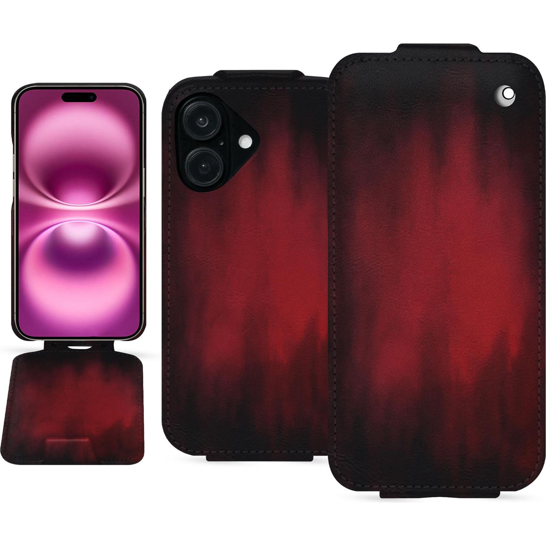 Thumbnail - Noreve Lederschutzhülle vertikal (Apple iPhone 16 Plus), Smartphone Hülle, Rot