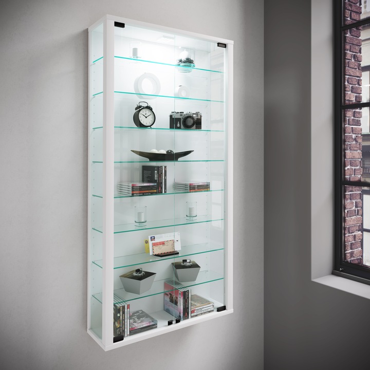 Produktbild VCM Sammel Wandvitrine Holz Glas Vitrosa Maxi (59 x 18 x 114 cm)