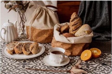 Image du produit Nuts Brotbeutel mit Kordel, Baumwolle L, cork/beige, 24 cm