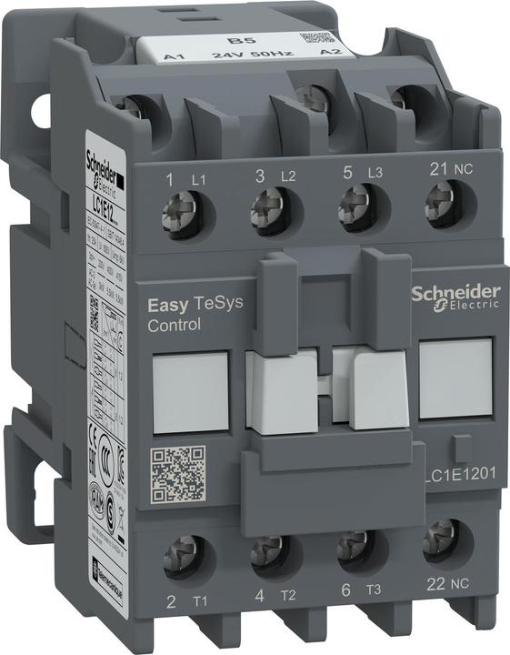 Actual product image Schneider Easy TeSys power contactor 3P 12A 1NC 24V AC 50Hz LC1E1201B5
