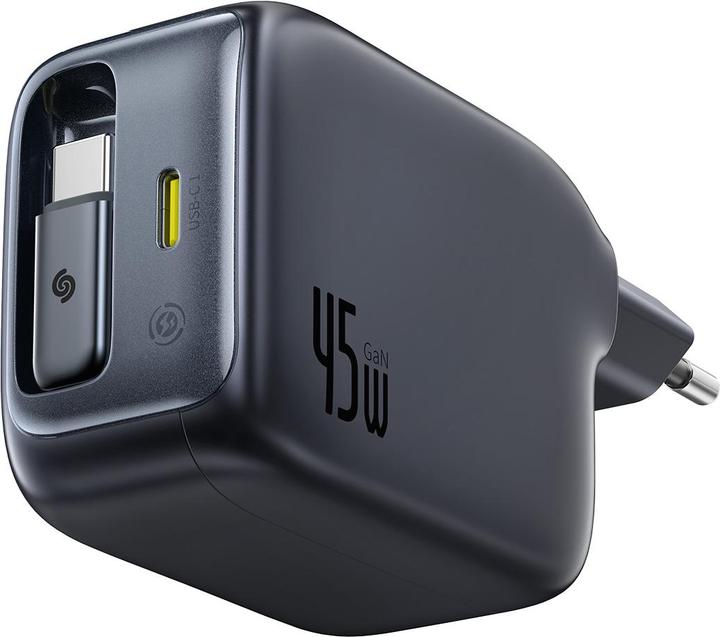 Actual product image Baseus EnerCore CJ11 Charger Retractable 2C 45W EU Black (45 W, 2 ports)