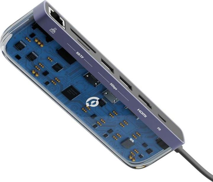 Produktbild Powerology Crystalline Series 7 in 1 USB-C Multi Hub PD 100W (USB-C, 7 Ports)