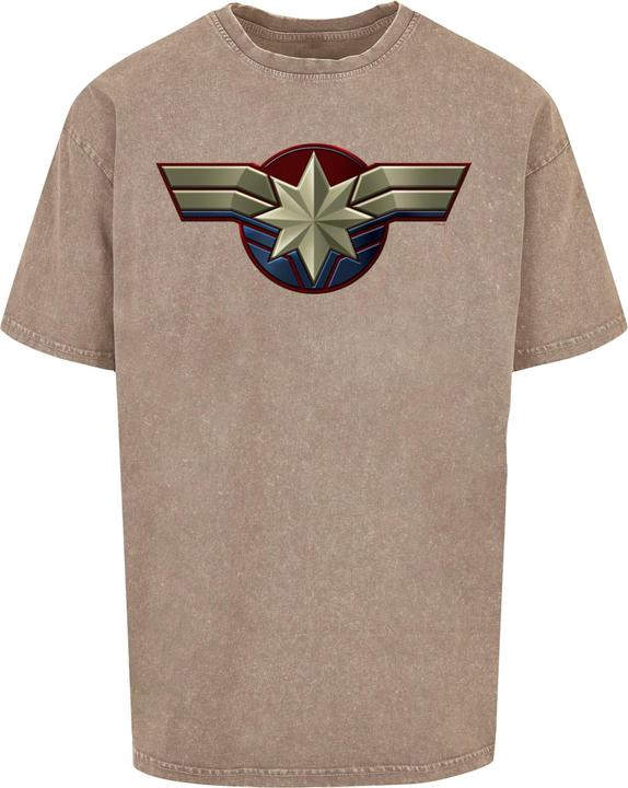 Produktbild Absolute Cult Captain Marvel - Chest Emblem Acid Washed Oversize Tee - 116249 (4XL)