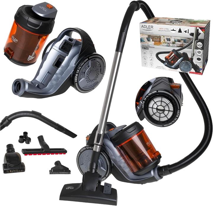 Actual product image Adler Cyclone Vacuum Cleaner | AD 7065 | Bagless | Power 700 W | Dust capacity 1.6 L | Black/Red