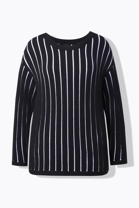 Produktbild Ulla Popken Pullover, Längsstreifen, Slim Fit, Langarm (50, 52)