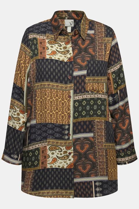 Actual product image Ulla Popken Mixed Print Button-Down Blouse (62)