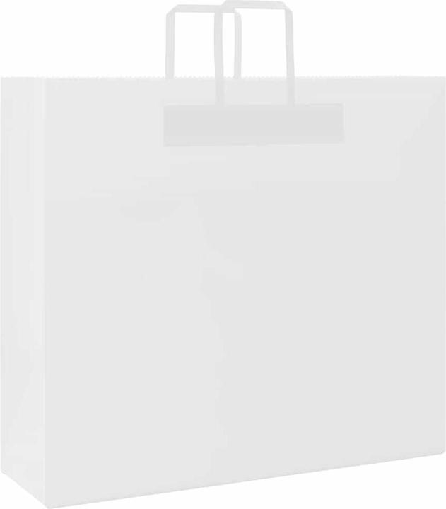 Produktbild VidaXL Kraftpapiertüten 250 Stk. mit Henkel Weiss 54x15x49 cm Papiertüte (Geschenktüte, 250 x)