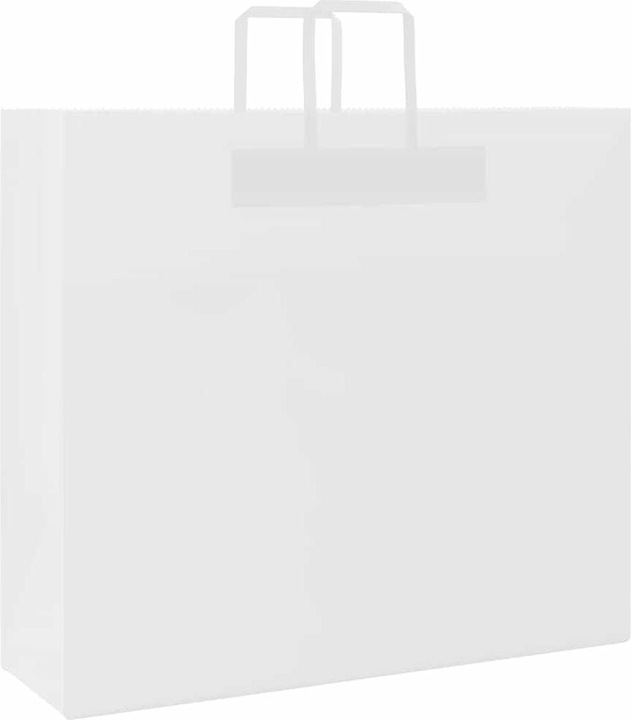 Produktbild VidaXL Kraftpapiertüten 250 Stk. mit Henkel Weiss 54x15x49 cm Papiertüte (Geschenktüte, 250 x)