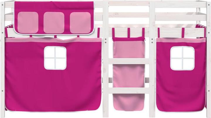 Produktbild VidaXL Kinderhochbett mit Vorhängen Rosa (90 x 200 cm)