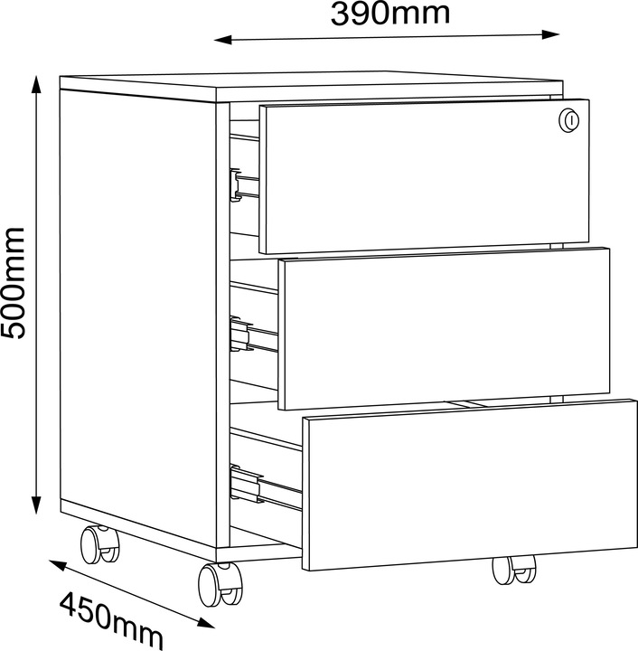 Nährwerte und Zutaten VCM Büro Rollcontainer Salia 3 Schublade (50 x 42 x 45 cm)