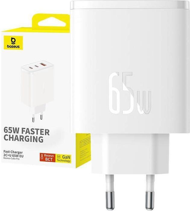 Produktbild Baseus Wall charger OS-Cube Pro 2xUSB-C + USB, 65W (white) (65 W)