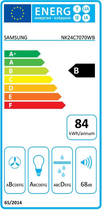 Label énergétique Samsung Hotte décorative 60cm - NK24C7070WB (Hotte murale)