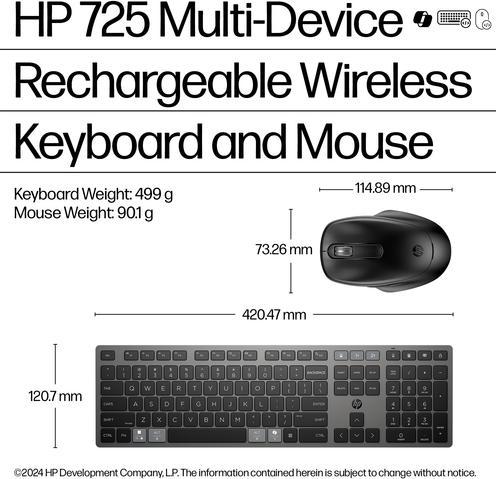 Produktbild HP 725 kabelloses Tastatur und Maus (DE, Kabellos)