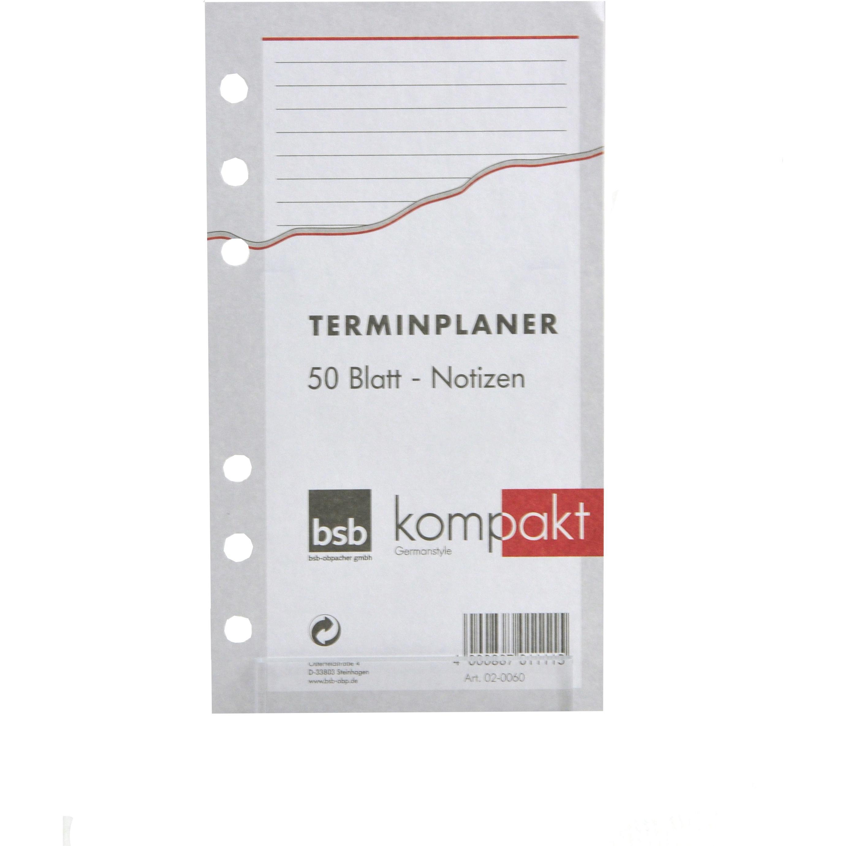 BSB-Obpacher, Kalender, Einlagen für Timer ca. A6 liniert 50 Blatt (A6, Kein Einband)