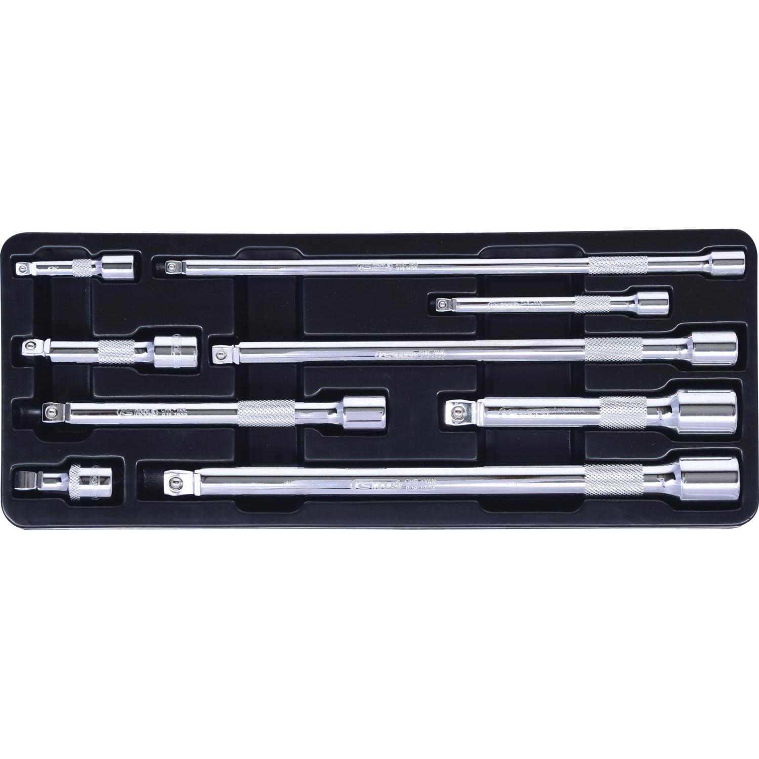 KS Tools, Steckschlüssel + Stecknuss, 1/4"+3/8"+1/2" CHROMEplus Kipp-Verlängerungs-Satz