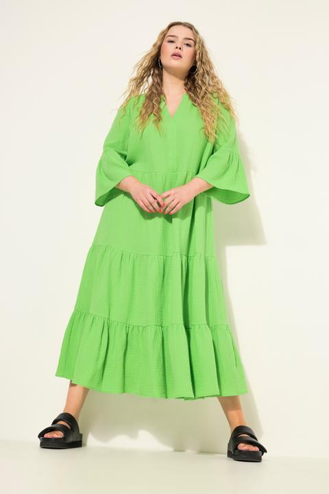 Produktbild Studio Untold Maxikleid, A-Line, Musselin, Stehkragen, Volants, 3/4-Ärmel (46, 48)
