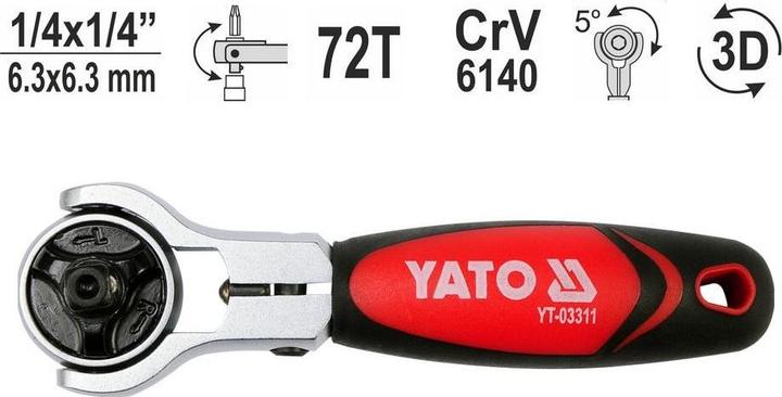 Actual product image Yato yt-03311 Ratchet, rotating handle in 2 directions (1/4")