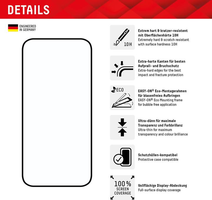 Produktbild Displex Real Glass, Full Cover Panzerglas (1 Stück, Apple iPhone 15 Pro)