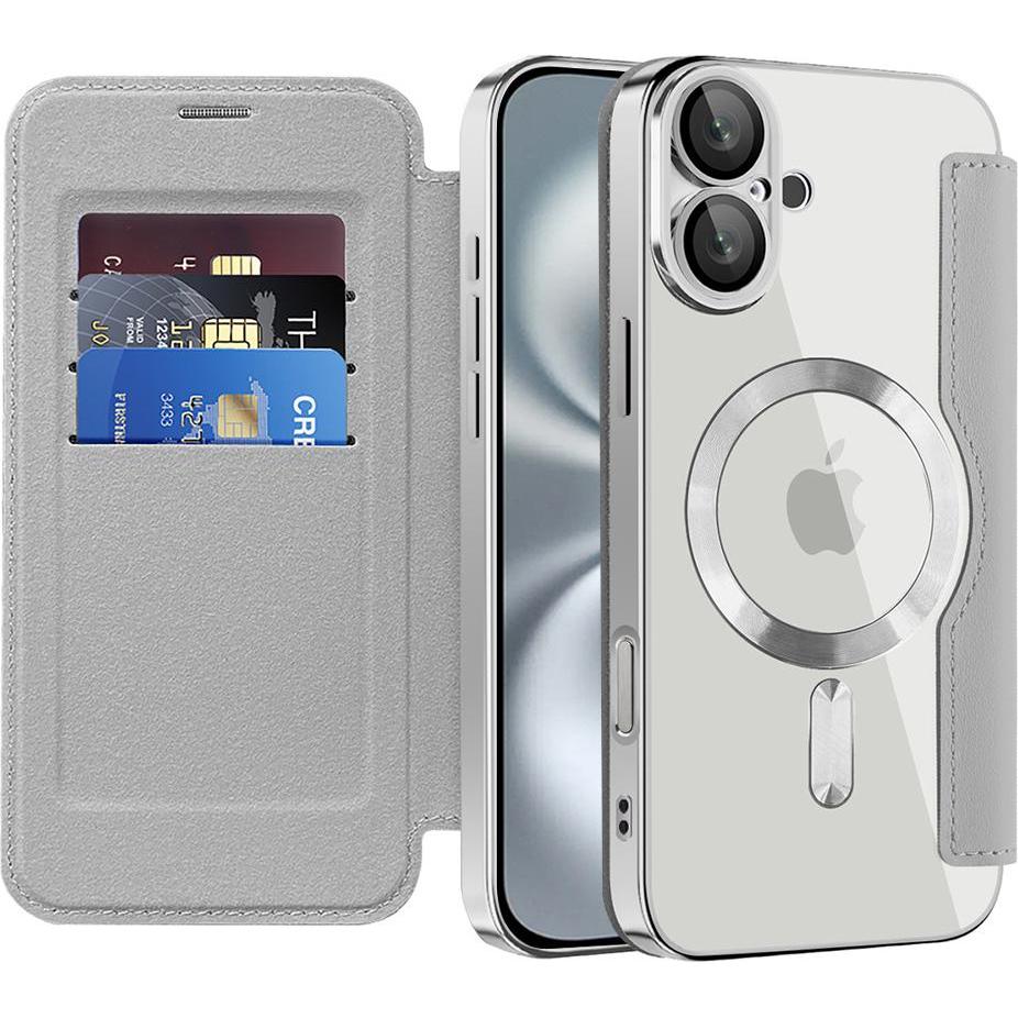 Techsuit - SmartMag Book Case - iPhone 16 Plus - Gray (Apple iPhone 16 Plus), Cover smartphone, Grigio