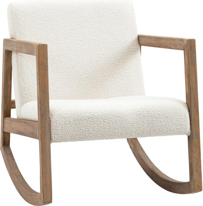 Produktbild Swisshandel24 Schaukelstuhl mit Holzrahmen gepolstert Relax Stuhl Wohnzimmersessel Lounge mit gepolsterter Sitzflä