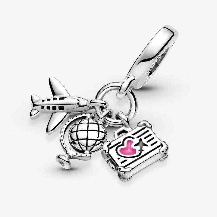Image du produit Pandora Avion, globe et valise (Argent 925, Émail)