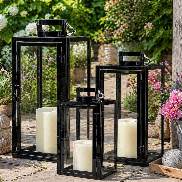 Produktbild Mojawo 3er Set XXL Edelstahl Windlicht - Laternen Set 30/40/53cm
