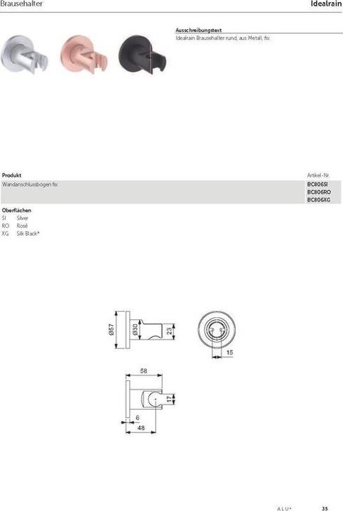 Immagine prodotto Ideal Standard Supporto a muro Idealrain Round silk nero BC806XG