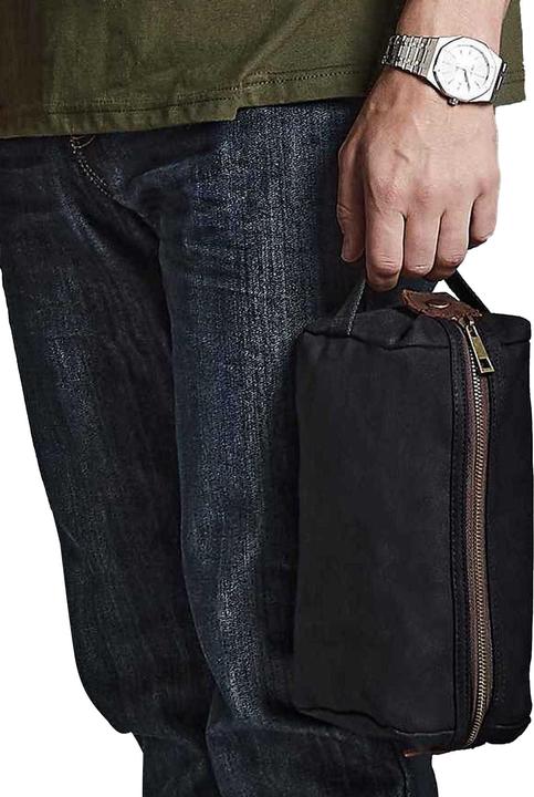 Actual product image Quadral Heritage Leather Trim Toiletry Bag